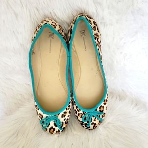 INC International Concepts Leopard Print Flats with Teal Accents